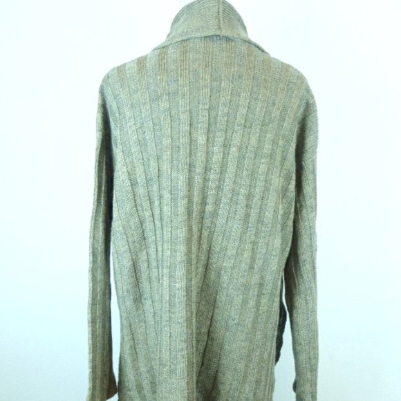 ROMEO GIGLI ITALY SHAWL LINEN knit CARDIGAN Sweater M L i40 tan taupe - Picture 4 of 5